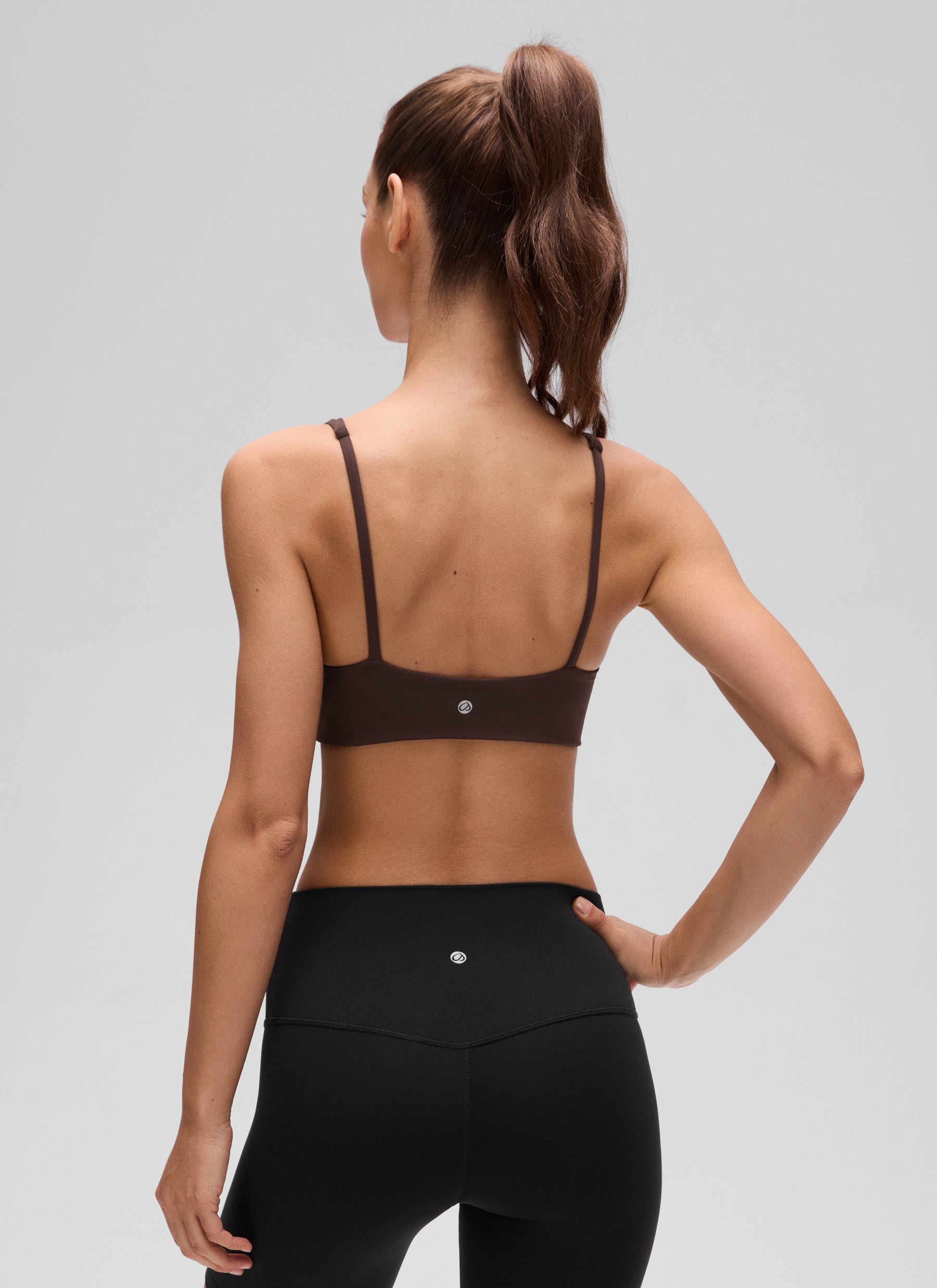 CRZ YOGA Women Butterluxe Square Neck Cami Padded Mini Bra Hot Fudge Brown