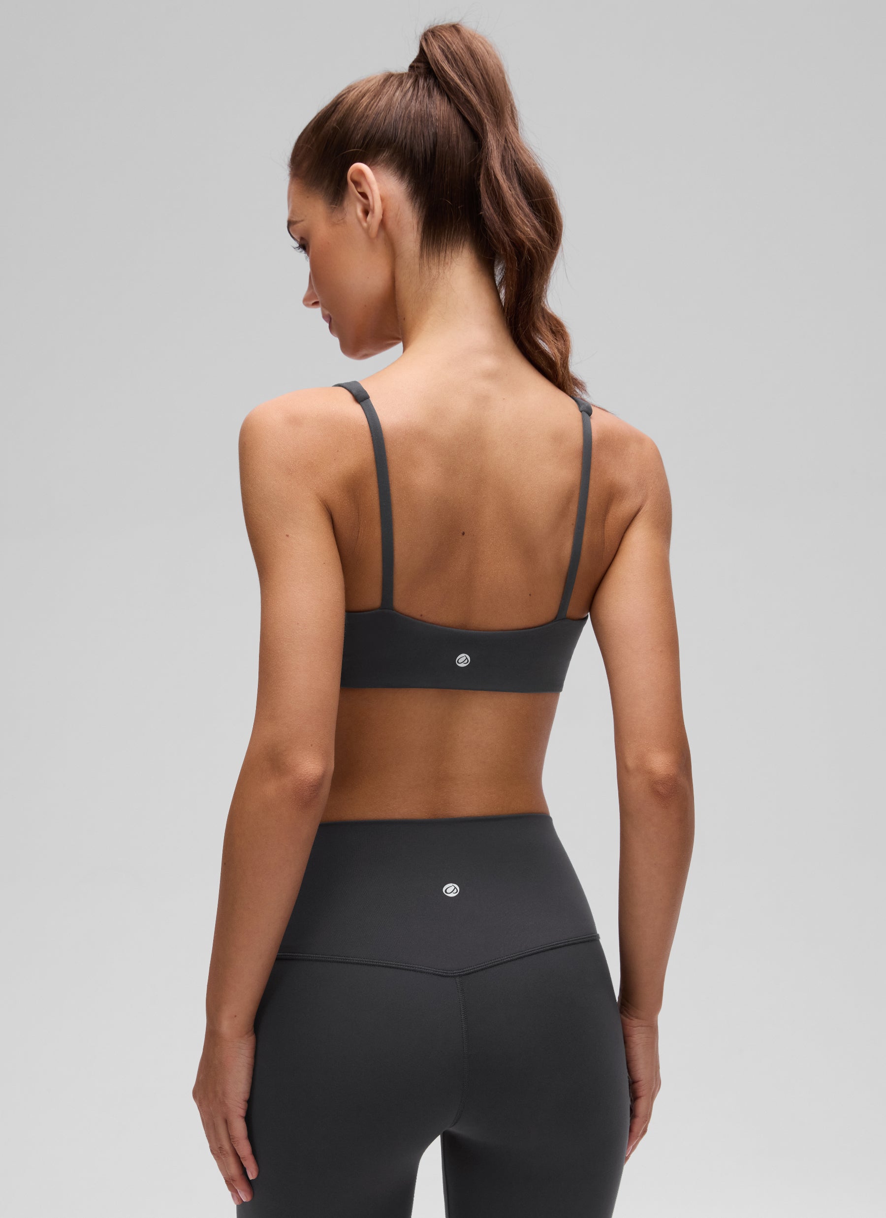 CRZ YOGA Women Butterluxe Square Neck Cami Padded Mini Bra Mysterious Grey