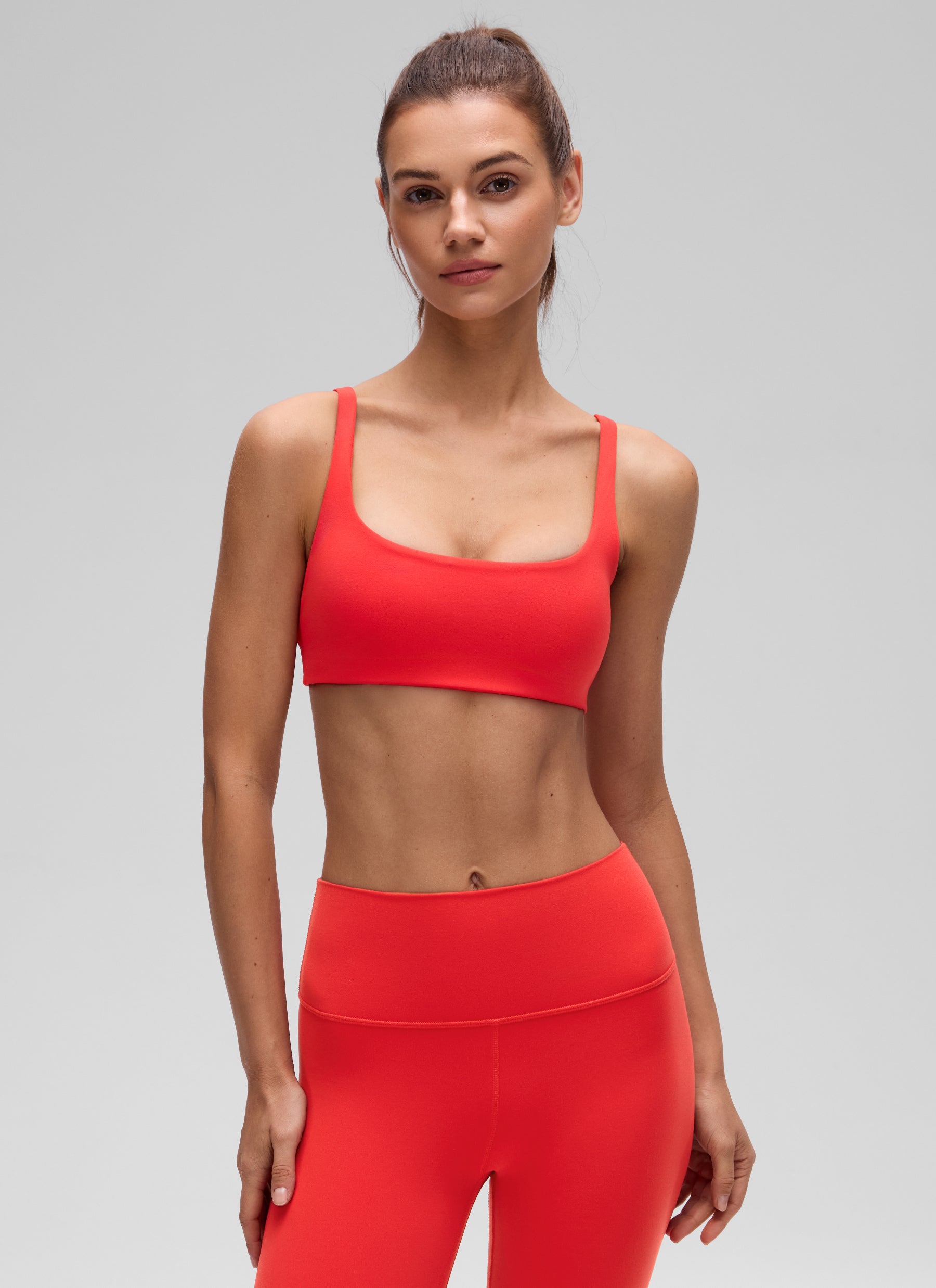 CRZ YOGA Women Butterluxe Square Neck Cami Padded Mini Bra Deep Red