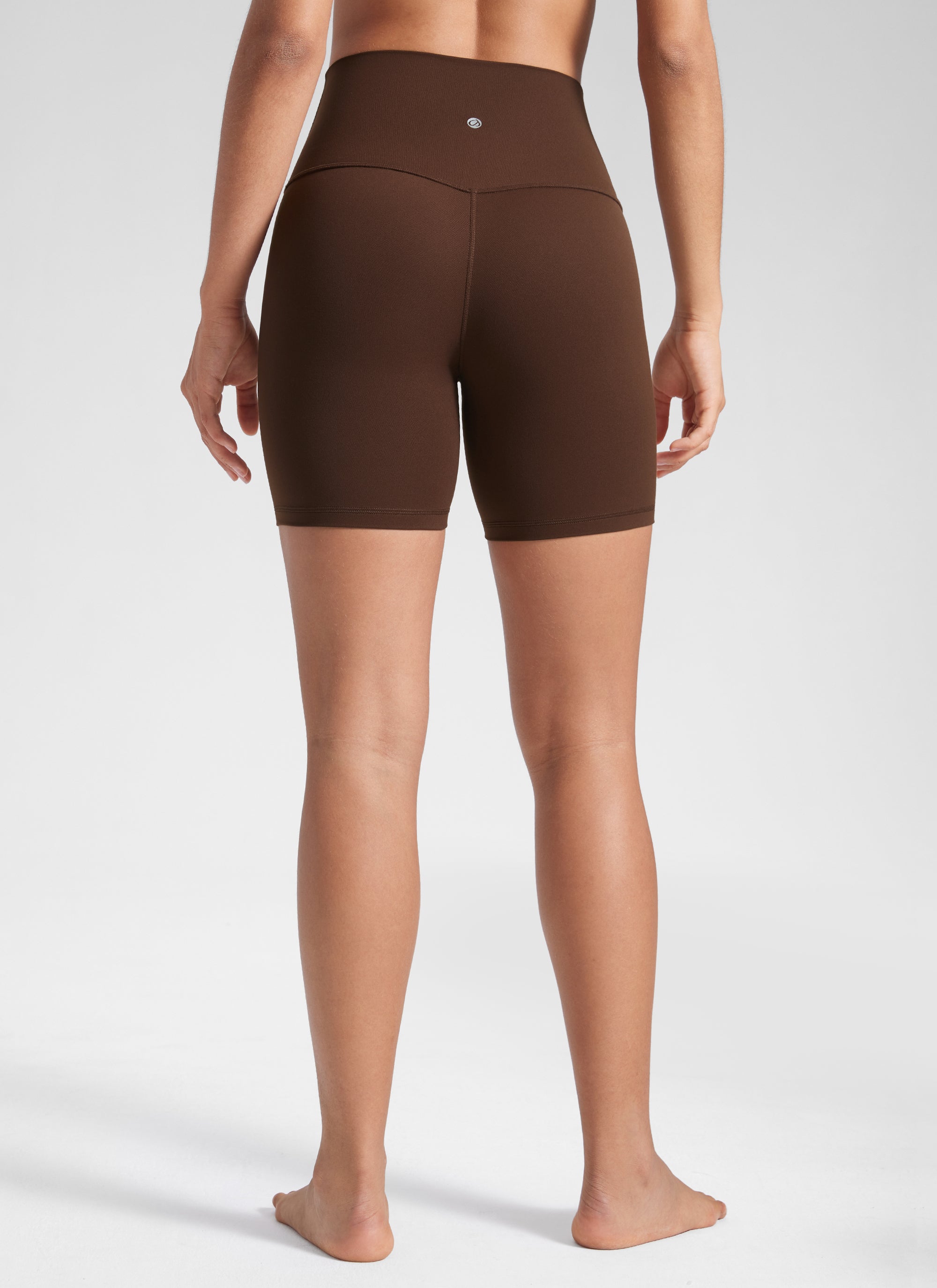 CRZ YOGA Women's Yoga High Rise Biker Shorts Butterluxe Shorts 6'' Lava Brown