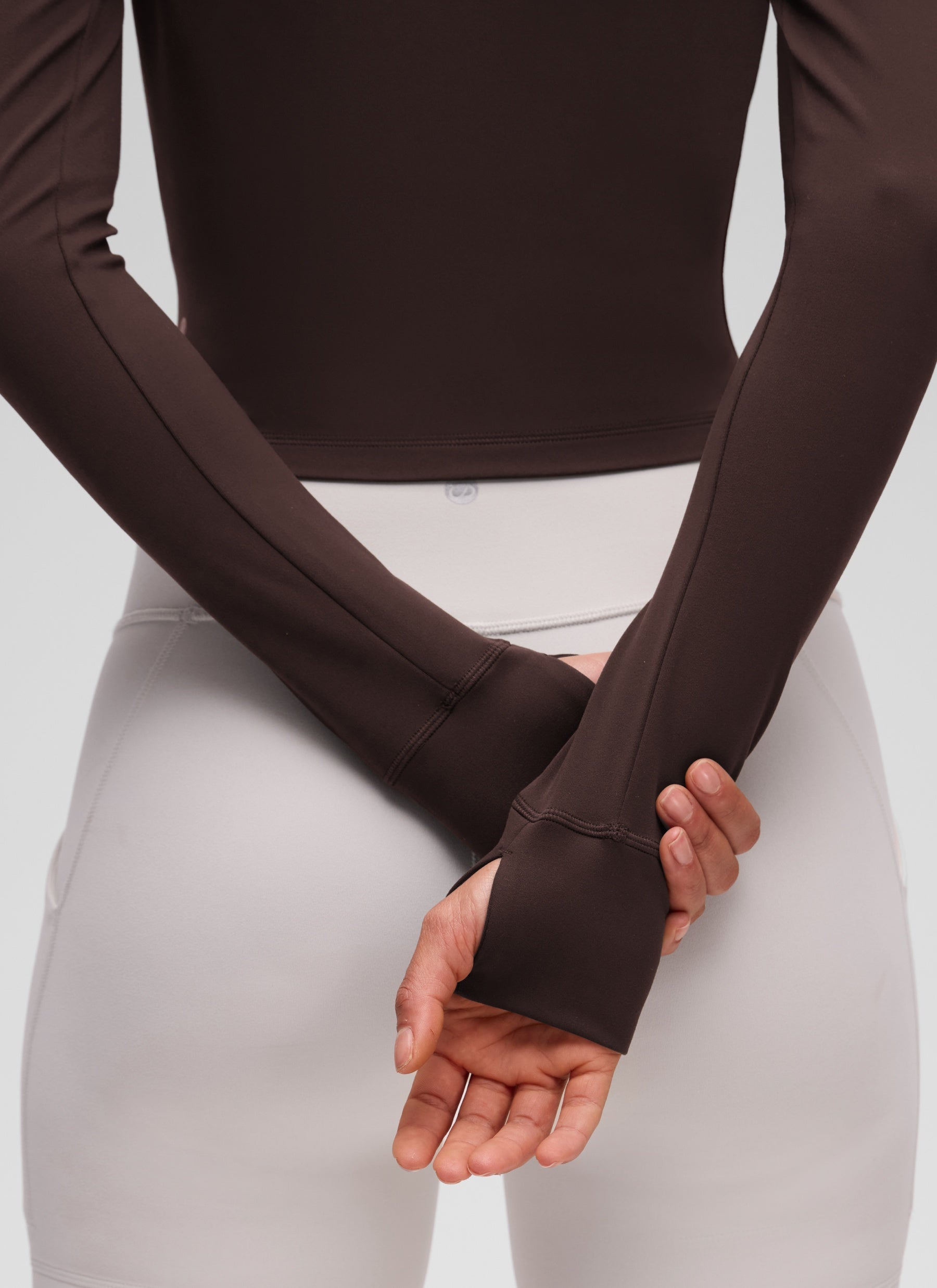 CRZ YOGA Women's Butterluxe Cropped Outerwear Full Zip Jackets Hot Fudge Brown